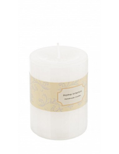 Bougie parfumée cylindrique Rustica Blanc, Ø6,8xH9,5 cm le concept de la Pate a emporter 