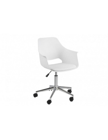 Chaise de bureau ergonomique en plastique et assise rembourrée en cuir écologique Ramona Blanc, l57xA52xH93 cm plus qu'un jeu 