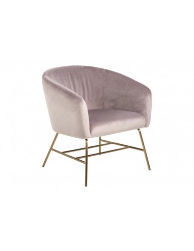 Fauteuil fixe tapissé de tissu et pieds en métal Velours Ramsey Rose Foncé / Laiton, l72XA67xH76 cm brillant des détails fins