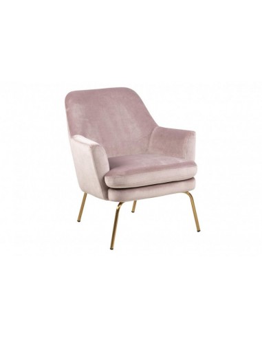 Fauteuil fixe rembourré avec tissu et pieds en métal Chisa Velvet Rose Foncé / Laiton, l74xA73xH83 cm basket pas cher