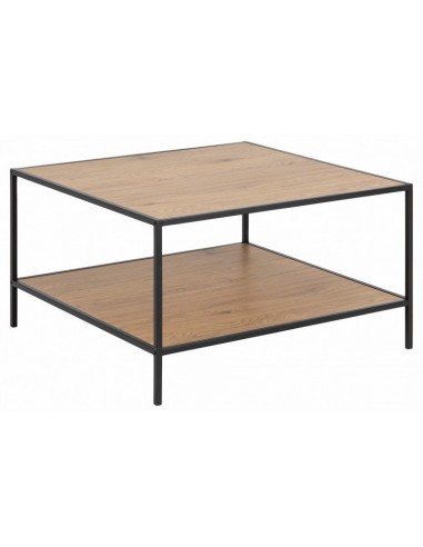 Table basse en châtaignier et métal Seaford Square Chêne / Noir, L80xl80xH45 cm Comparez plus de prix