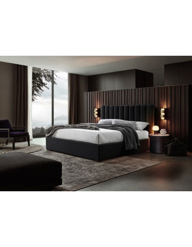 Lit coffre avec coffre de rangement, recouvert de tissu, Pierre Velvet, Anthracite votre