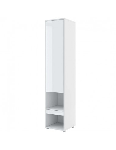 Armoire haute avec 1 porte et 1 tiroir, BC07, Blanc Brillant, L45xl46xH217 cm en linge